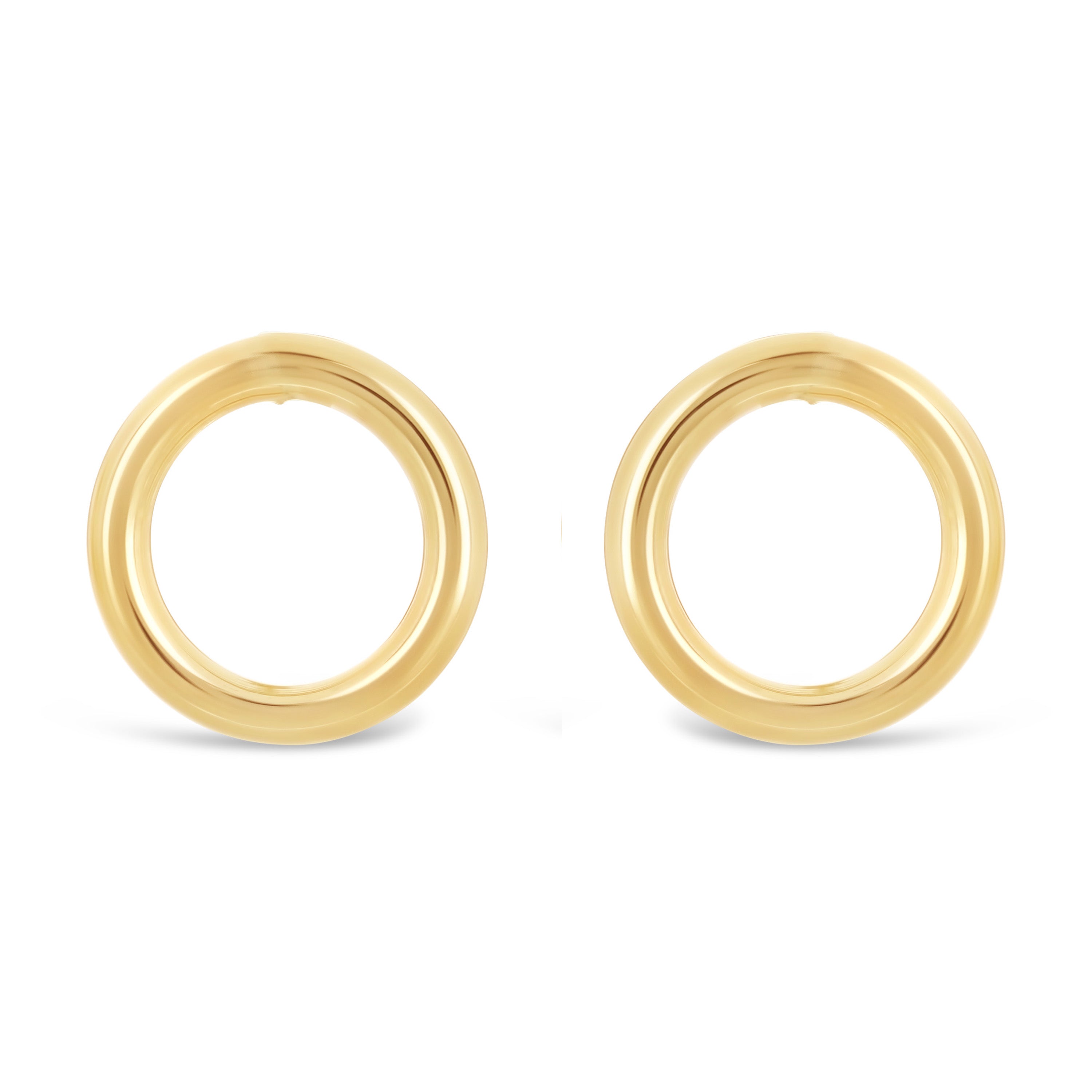 Italian 14k Yellow Gold High Polish Eternity Circle Stud Earrings 10mm 0.8 gram - 10 mm