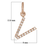 14k Rose Gold Diamond Initial Letter V Charm Pendant - Letter V,Rose