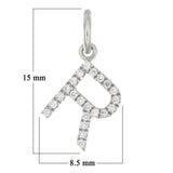 14k White Gold Diamond Initial Letter R Charm Pendant - Letter R,White