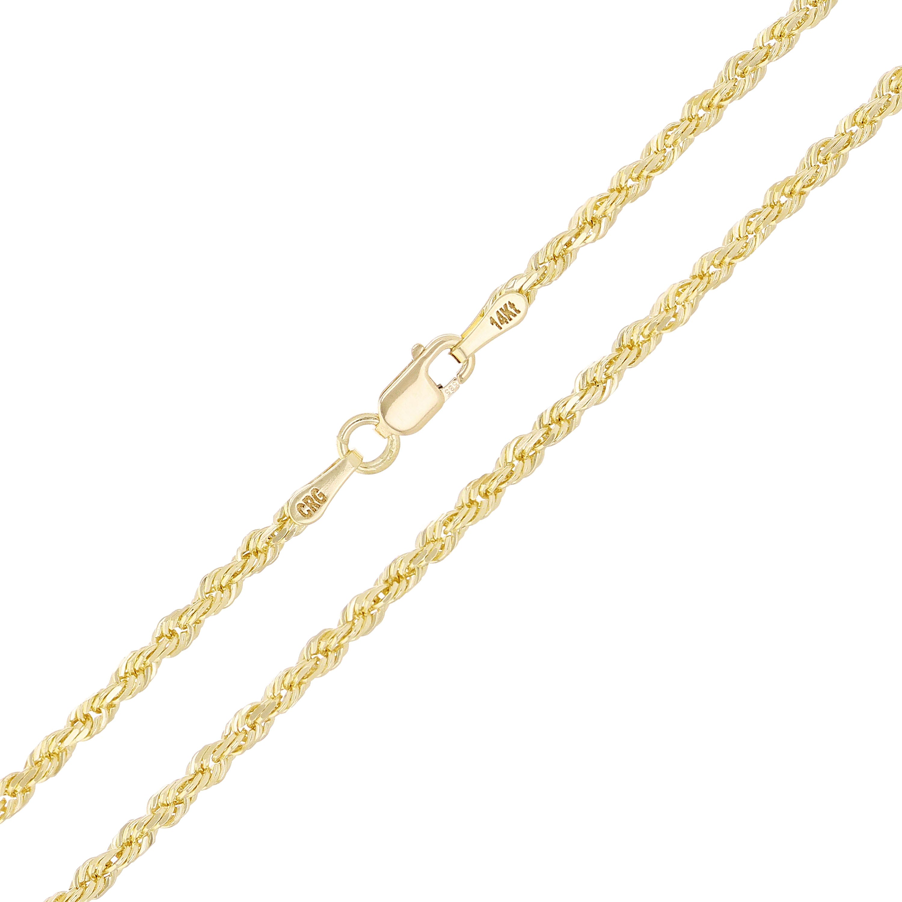 14k Yellow Gold Solid Twisted Diamond Cut Rope Chain Necklace 18" 2.5mm 8.6grams - 18" 8.6 grams