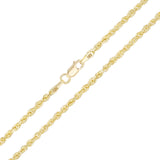 14k Yellow Gold Solid Twisted Diamond Cut Rope Chain Necklace 18" 2.5mm 8.6grams - 18" 8.6 grams
