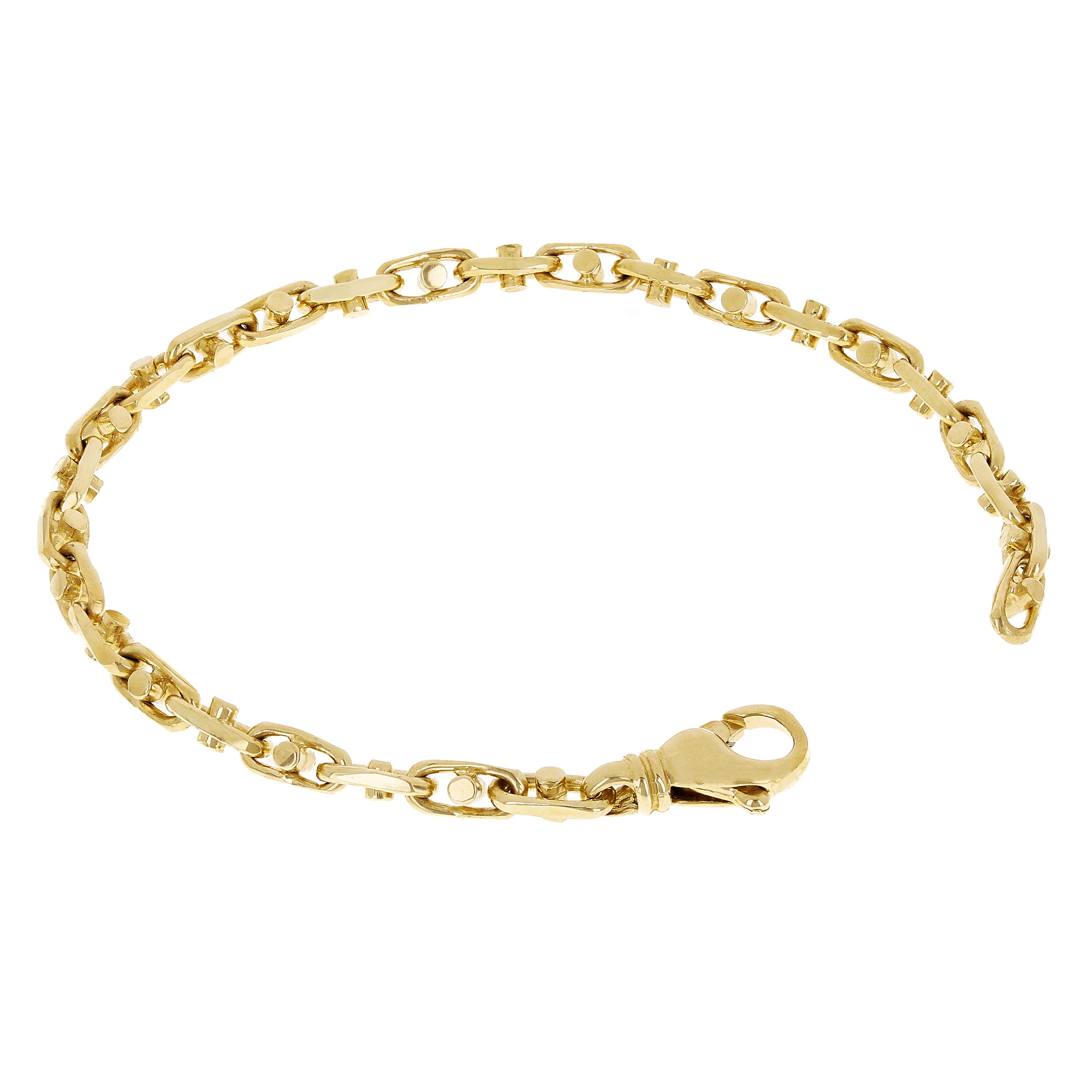 14k Yellow Gold Solid Handmade Fashion Link Bracelet 7" - 9" 4.3mm