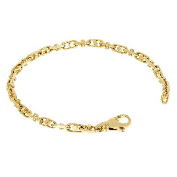 14k Yellow Gold Solid Handmade Fashion Link Bracelet 7