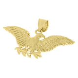 14k Yellow Gold Solid Diamond Cut Landing Eagle Pendant 1.1" 4.7 grams