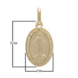 Italian 14k Yellow Gold Virgin Mary Medal Charm Pendant 15.5mm x 9mm 1.2 grams