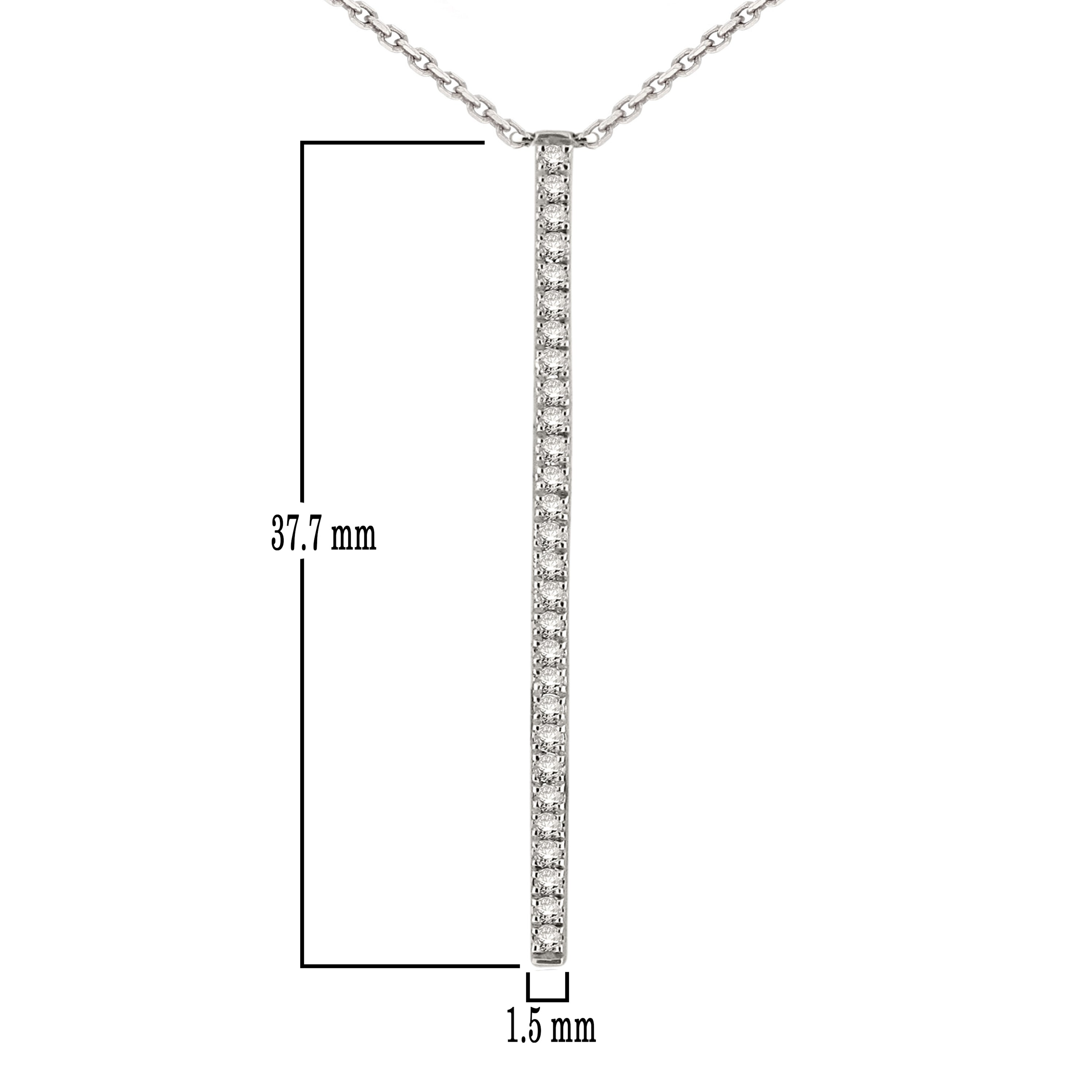 14k White Gold 1/4 ctw Diamond-Accented Vertical Bar Pendant Necklace 18" - White