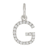 14k White Gold Diamond Initial Letter G Charm Pendant - Letter G,White