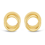 Italian 14k Yellow Gold Shiny Rope Double Eternity Love Knot Stud Earrings 1.2g - Yellow