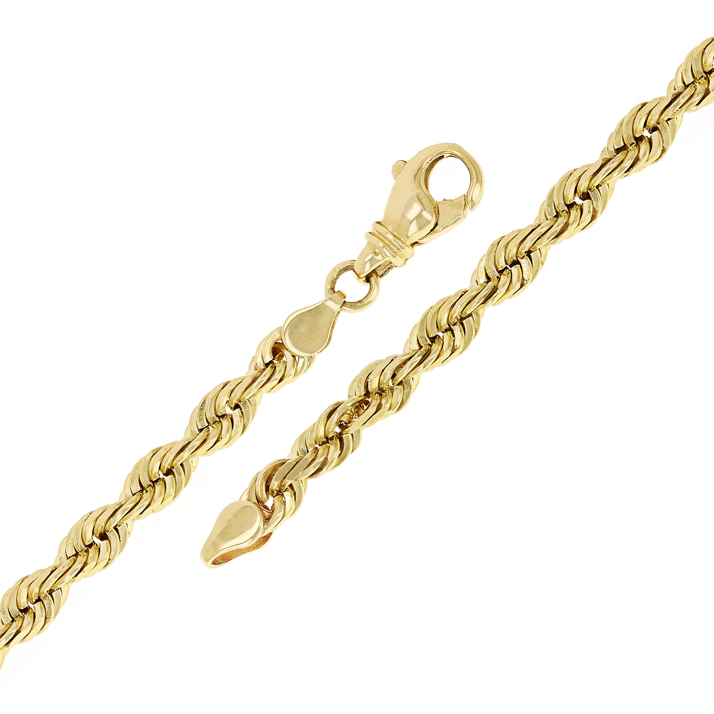 Men's 10k Yellow Gold Solid Diamond Cut Rope Chain Bracelet 7" 6mm 16.5 grams - 7" 16.5 grams