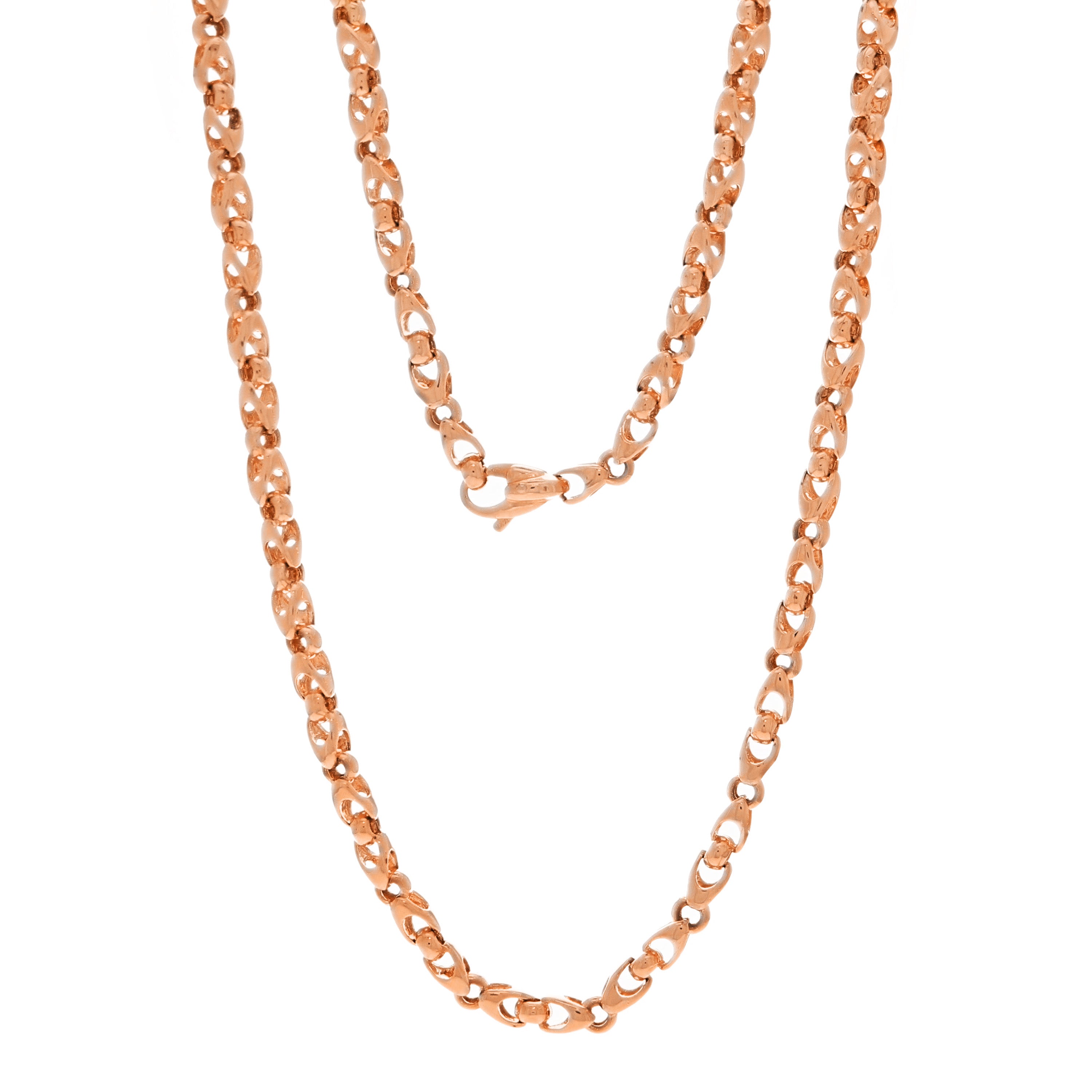 14k Rose Gold Handmade Fashion Link Necklace 28" 6.56mm 86.5grams - Rose,28"