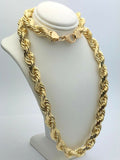 14k Yellow Gold Solid Twisted Diamond Cut Rope Chain Necklace 30" 12mm 310.9g