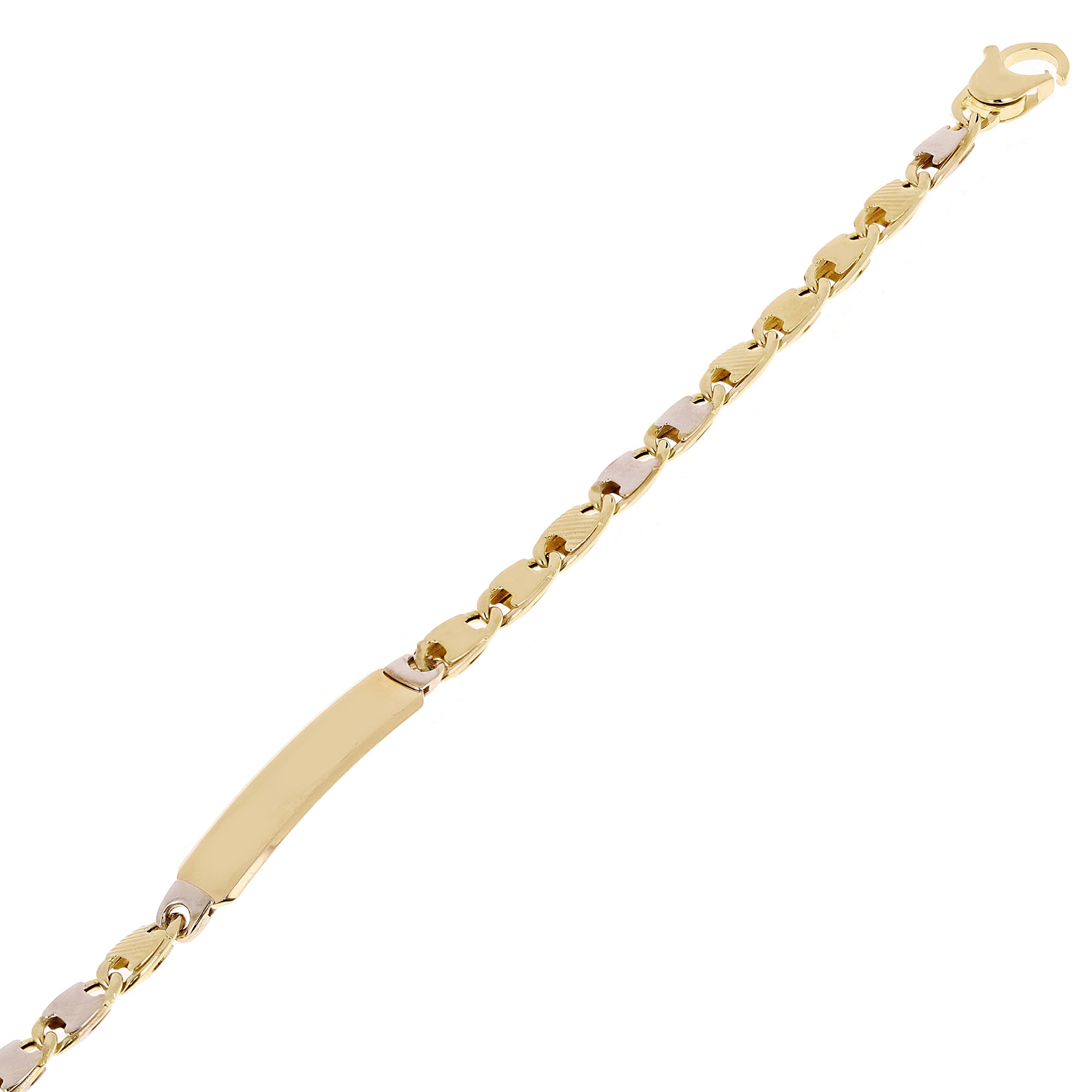 Italian 14k Two Tone Gold Engravable Baby Kids ID Bracelet 7.25" 4.7mm 3.4 grams