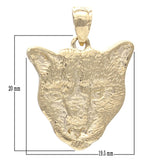 14k Yellow Gold Mountain Lion Cougar Puma Panther Head Charm Pendant 4.4 grams - Yellow