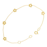 Italian 14k Yellow Gold Station Flower Charm Bracelet 7" 1.4 grams