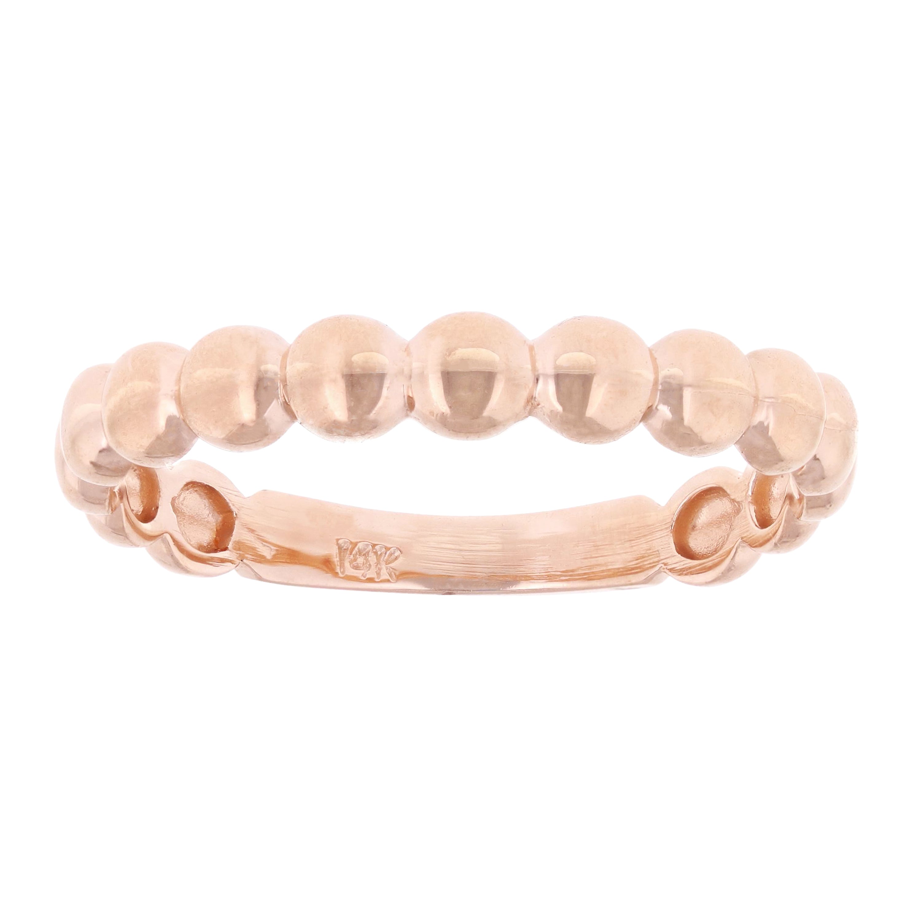 14k Rose Gold Ball Beaded Stackable Ring 3mm 1.8 grams Size 6.75 - Rose,Ring Size 6.75