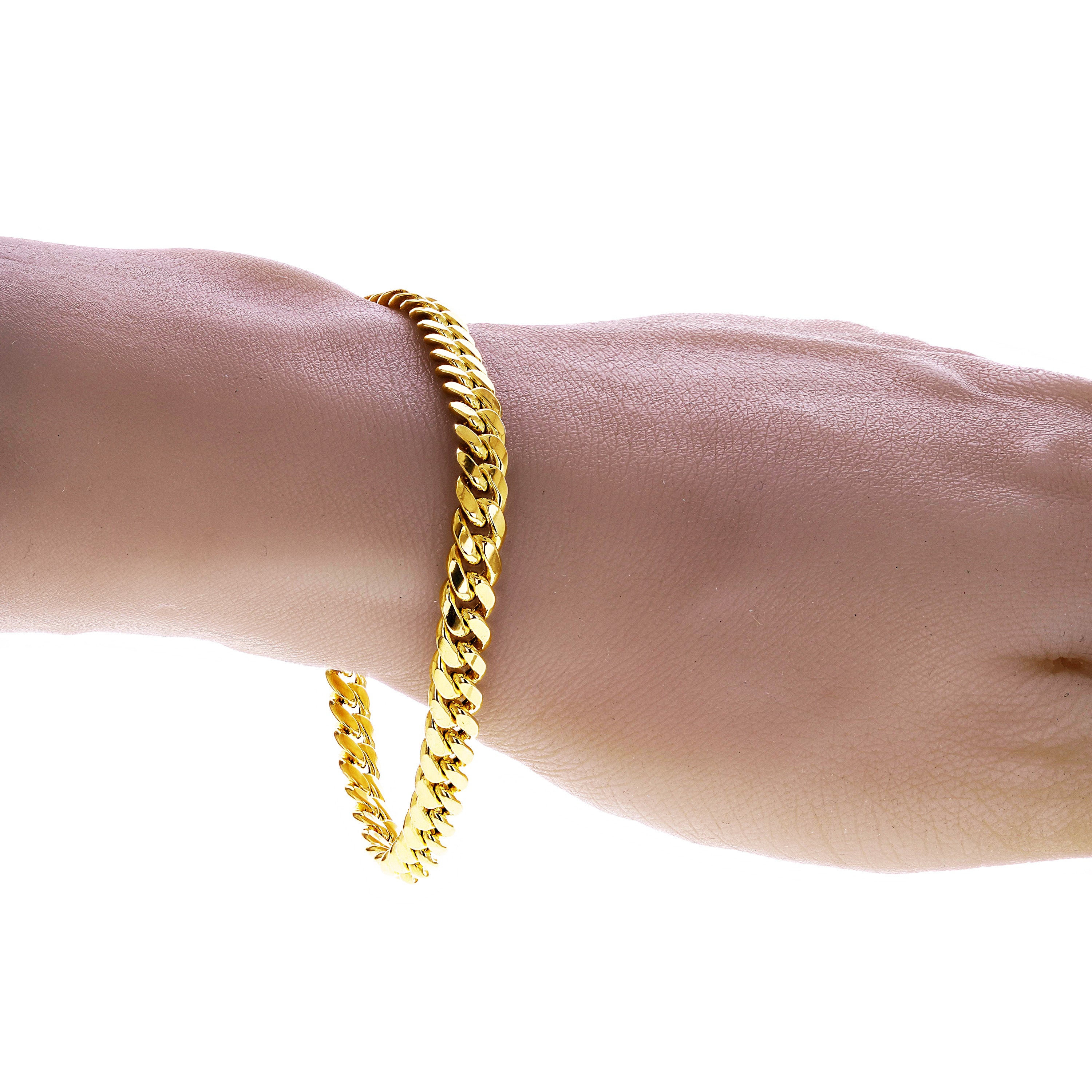 Italian 10k Yellow Gold Hollow Miami Cuban Chain Bracelet 8" 6mm 8 grams - 8" 8 grams
