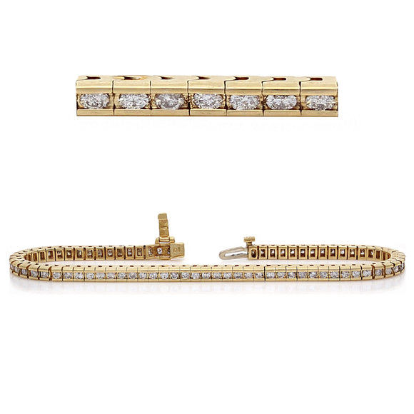 14k Yellow Gold 2.50ctw Diamond Zipper Link Tennis Bracelet 7