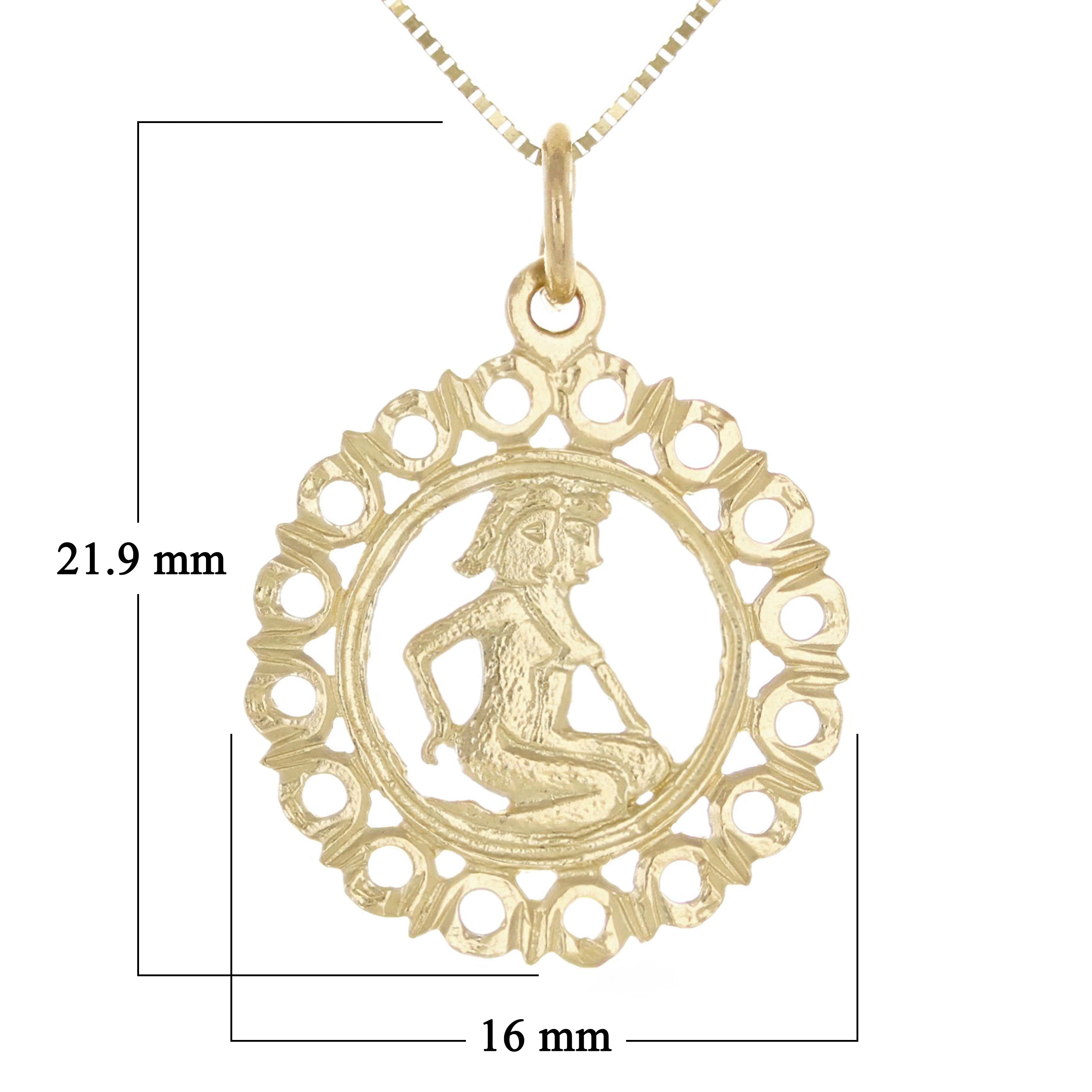 14k Yellow Gold Zodiac Sign Gemini Pendant Necklace 18" - Gemini,Yellow