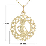 14k Yellow Gold Zodiac Sign Gemini Pendant Necklace 18" - Gemini,Yellow