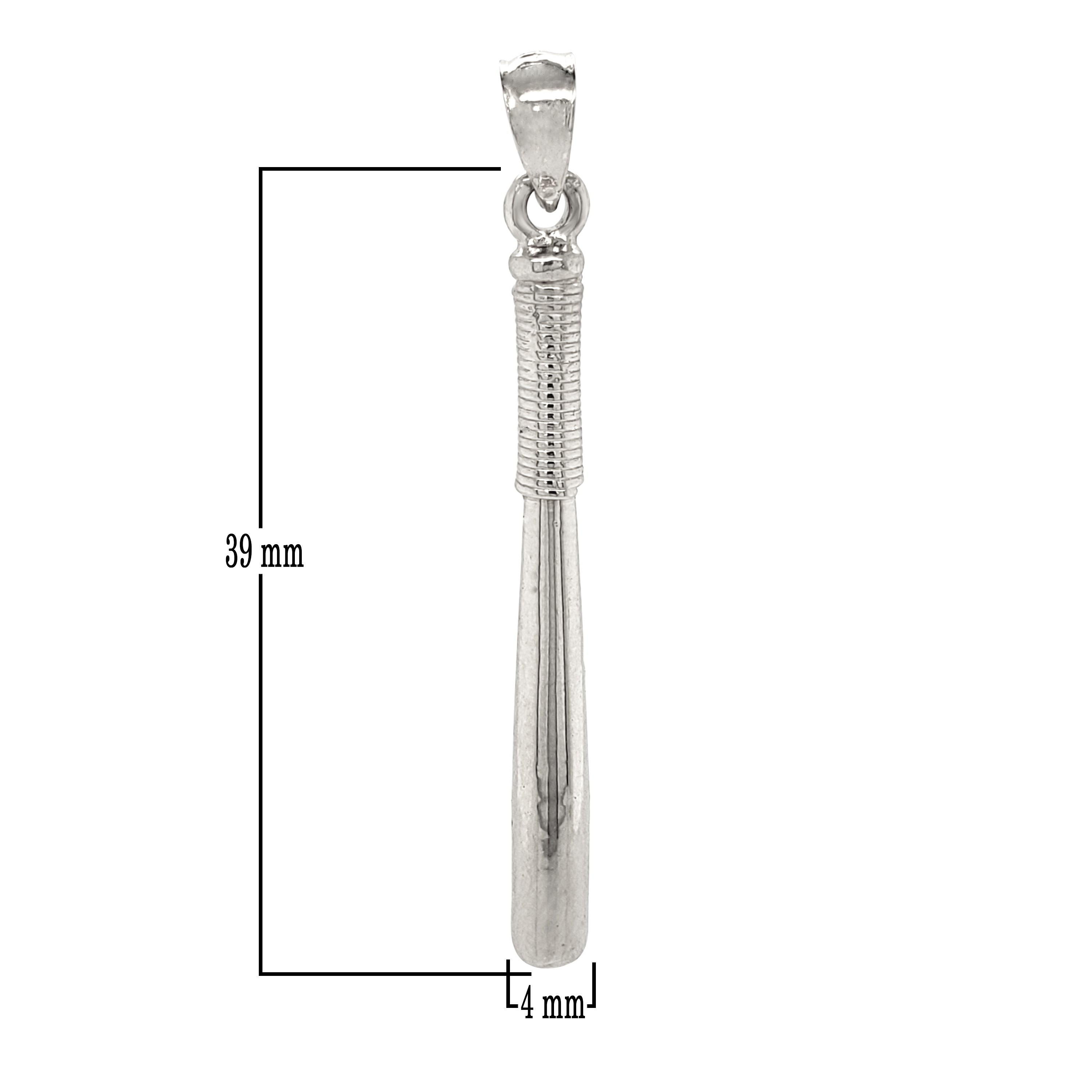 14k White Gold Baseball Bat Charm Pendant 4.4 grams - White