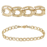 14k Yellow Gold Solid Diamond Cut Horse Shoe Bracelet 7.25" 6.4mm 9 grams - Yellow,7.25"