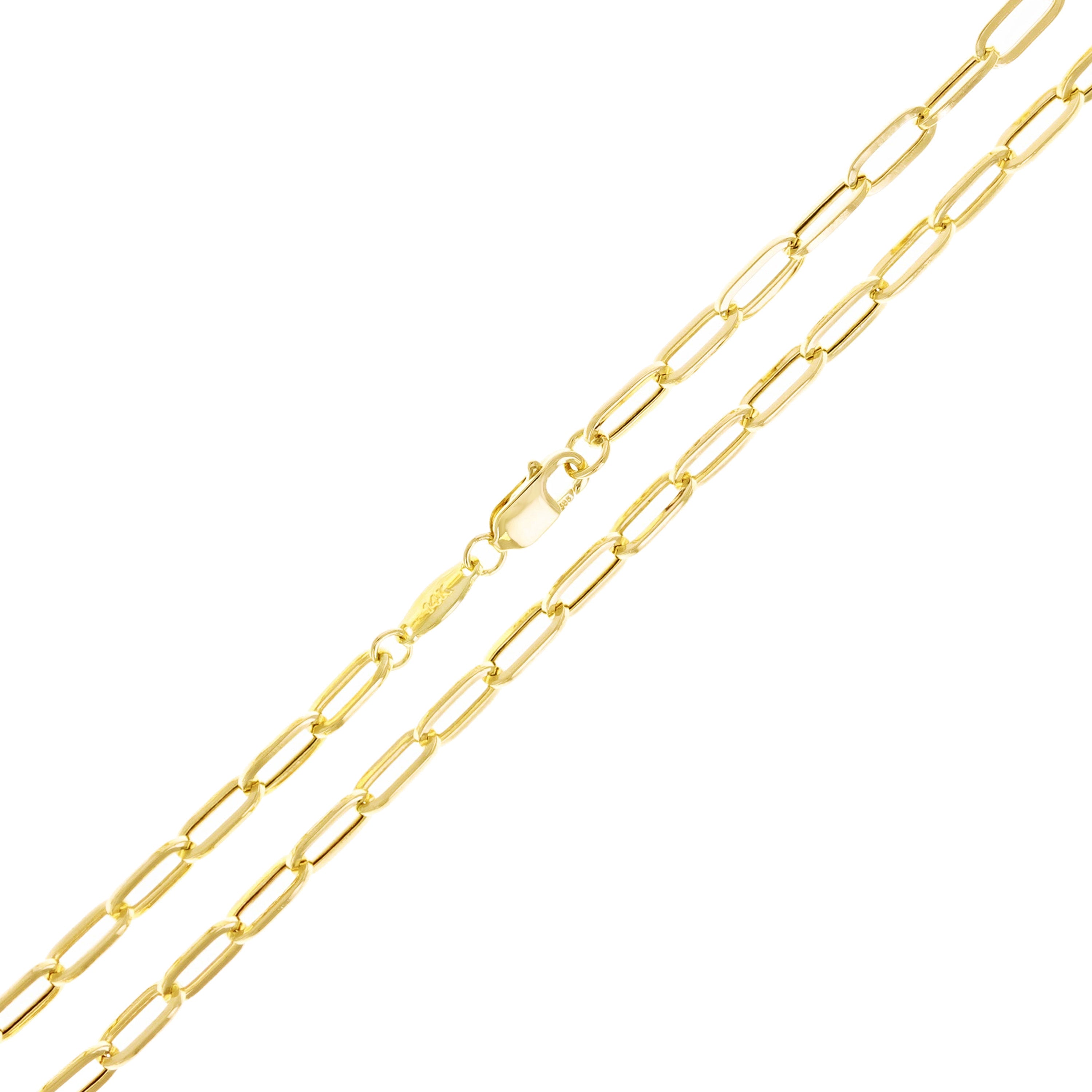 Italian 14k Yellow Gold Hollow Paper Clip Link Chain Necklace 22" 3mm 4.2 grams - 22" 4.2 grams