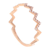 14k Rose Gold 0.25ctw Diamond Zigzag Crown Heart Beat Ring Size 6 - Rose