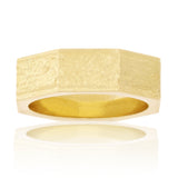 14k Yellow Gold Hammered Finish Octagon Ring Band Size 8 - 6.8mm 11.7 grams - Ring Size 8
