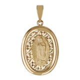Italian 14k Yellow Gold Miraculous Medal Charm Pendant 25mm x 13.7mm 1.5 grams