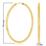 Italian 14k Yellow Gold High Polish Round Endless Hoop Earrings 1.2" 1 gram