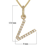 14k Yellow Gold Diamond Initial Letter V Charm Pendant Necklace 18" - Letter V,Yellow