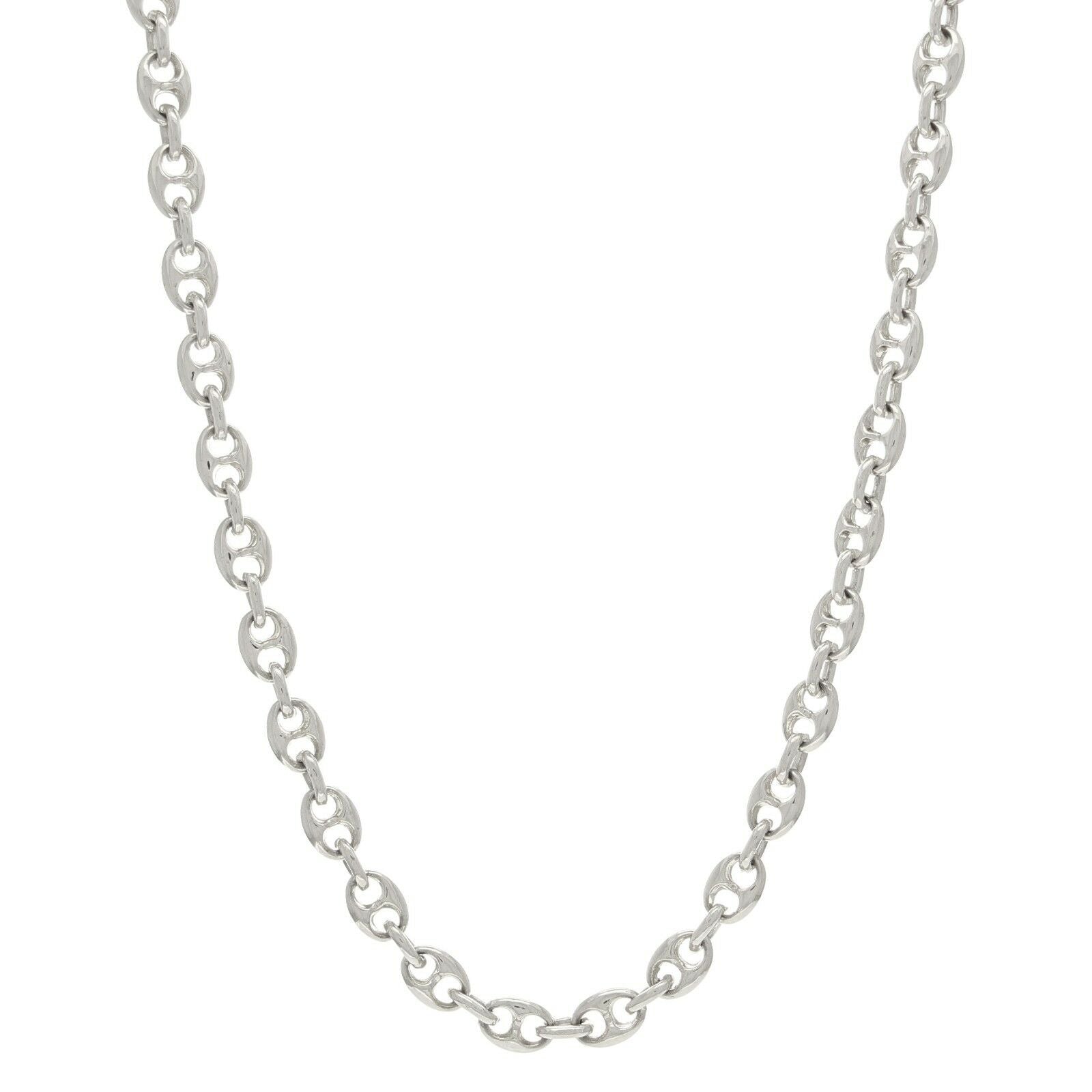 10k White Gold Handmade Fashion Link Necklace 22" 7.5mm 62.3grams - White,22"