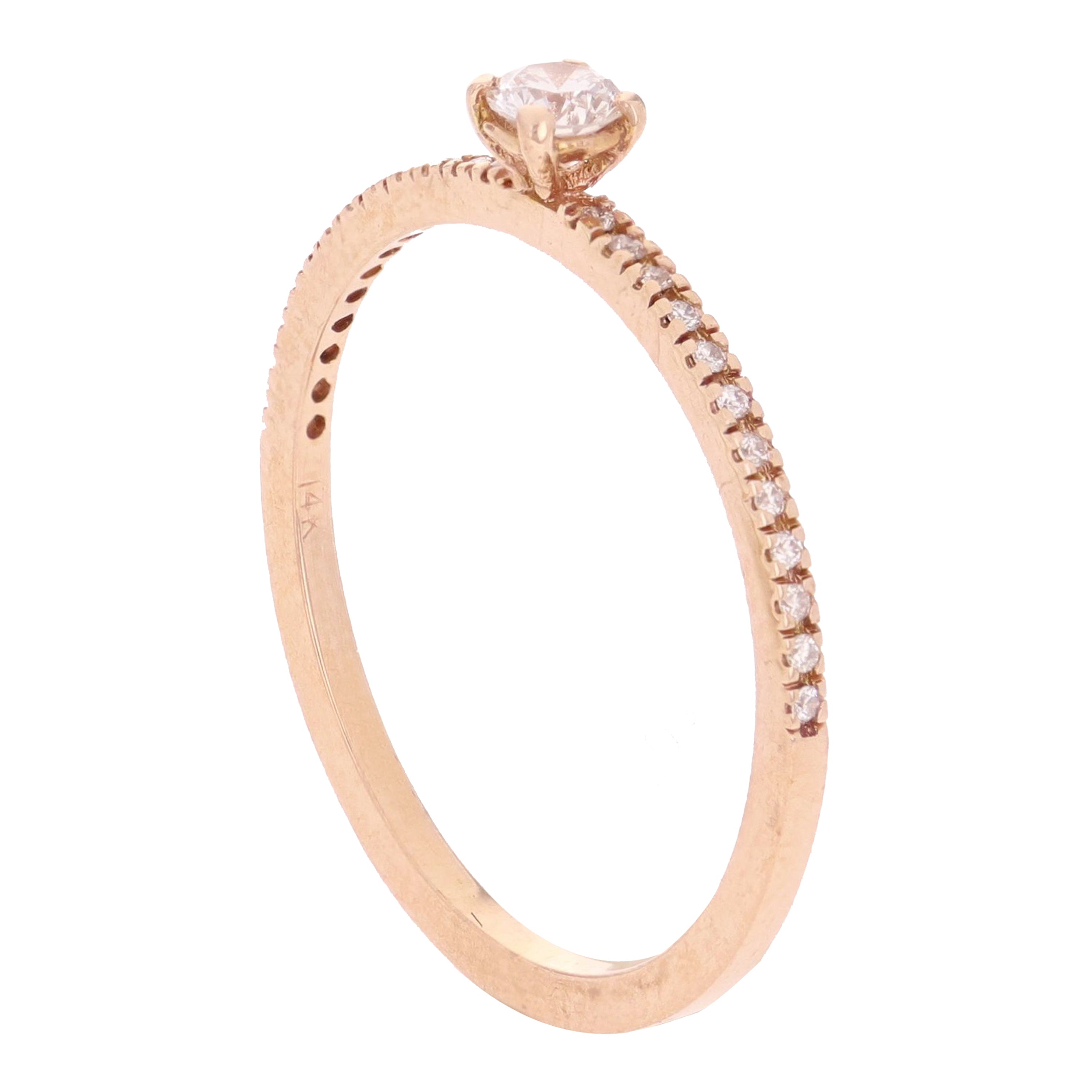 14k Rose Gold 0.21ctw Diamond Petite Solitaire Promise Engagement Stacking Ring Size 6 - Rose