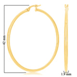 Italian 14k Yellow Gold High Polish 2mm 1.5" Diameter Round Hoop Earrings 2.5g