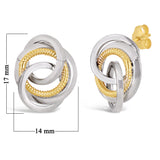 Italian 14k Yellow & White Gold Rope Multiple Eternity Love Knot Stud Earrings - Multiple Eternity Love Knot