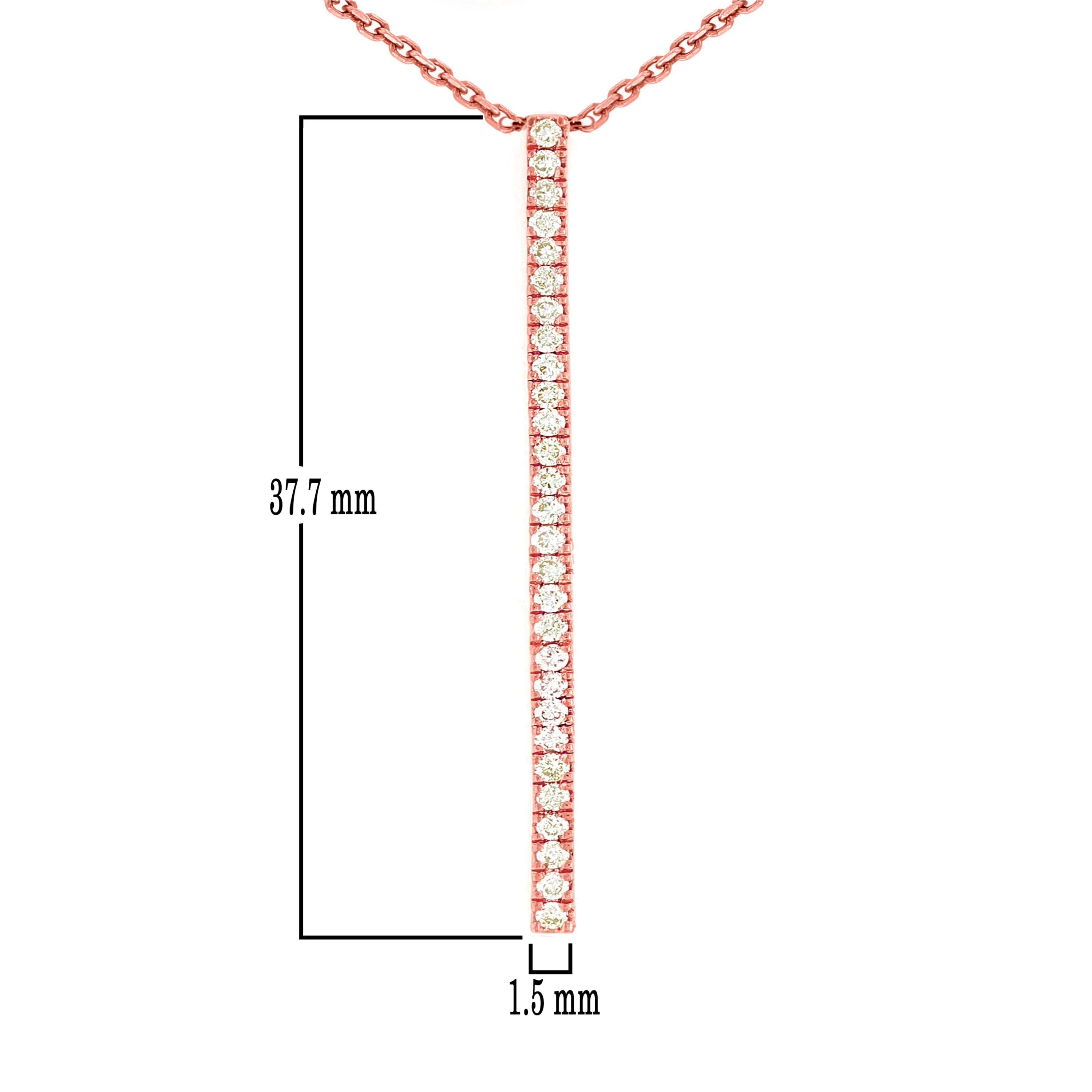 14k Rose Gold 1/4 ctw Diamond-Accented Vertical Bar Pendant Necklace 18" - Rose