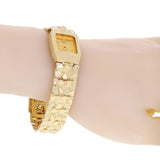 10k Yellow Gold Nugget Link Wrist Watch Bracelet Geneve Diamond Watch 6.5-7" - 7" 37.4 grams