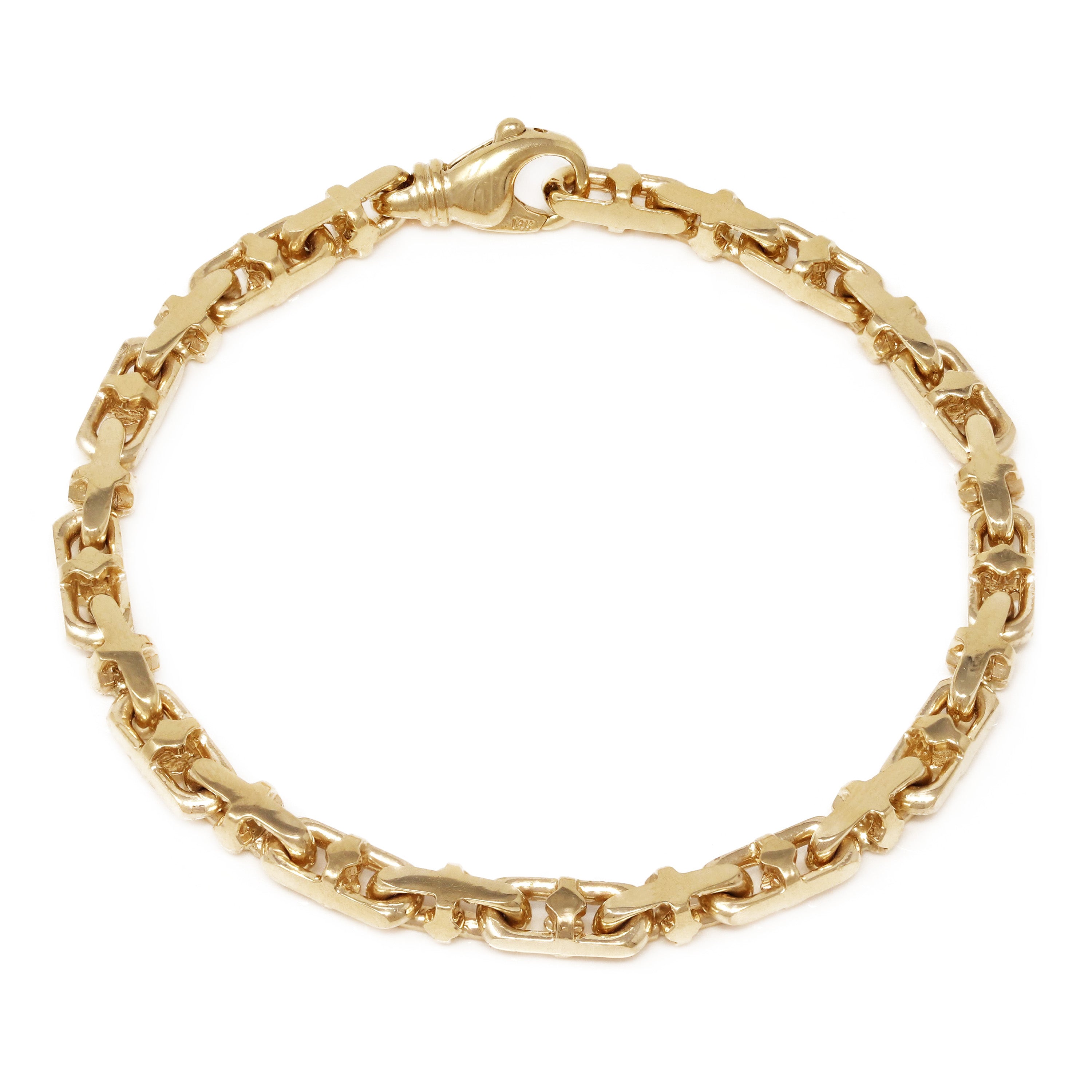 14k Yellow Gold Handmade Fashion Link Bracelet 9" 5.5mm 32.8 grams