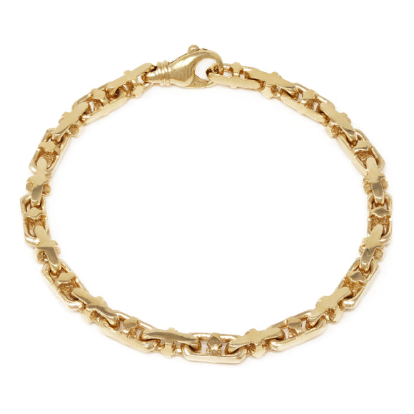 14k Yellow Gold Handmade Fashion Link Bracelet 9