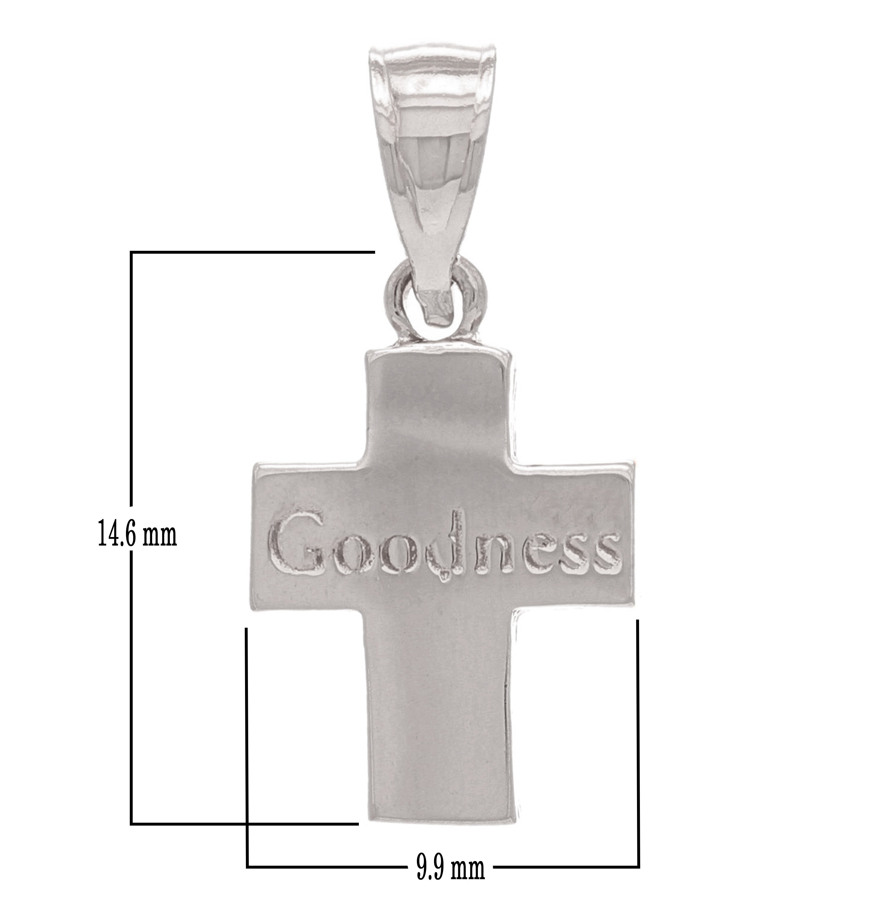 14k White Gold Goodness Religious Cross Charm Pendant 1.3 grams - White