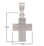 14k White Gold Goodness Religious Cross Charm Pendant 1.3 grams - White