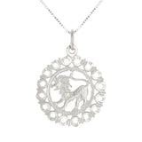 14k White Gold Zodiac Sign Leo Pendant Necklace 18" - Leo,White