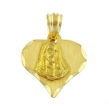 14k Yellow Gold Jesus Christ Face Heart Religious Charm Pendant 1.2 grams