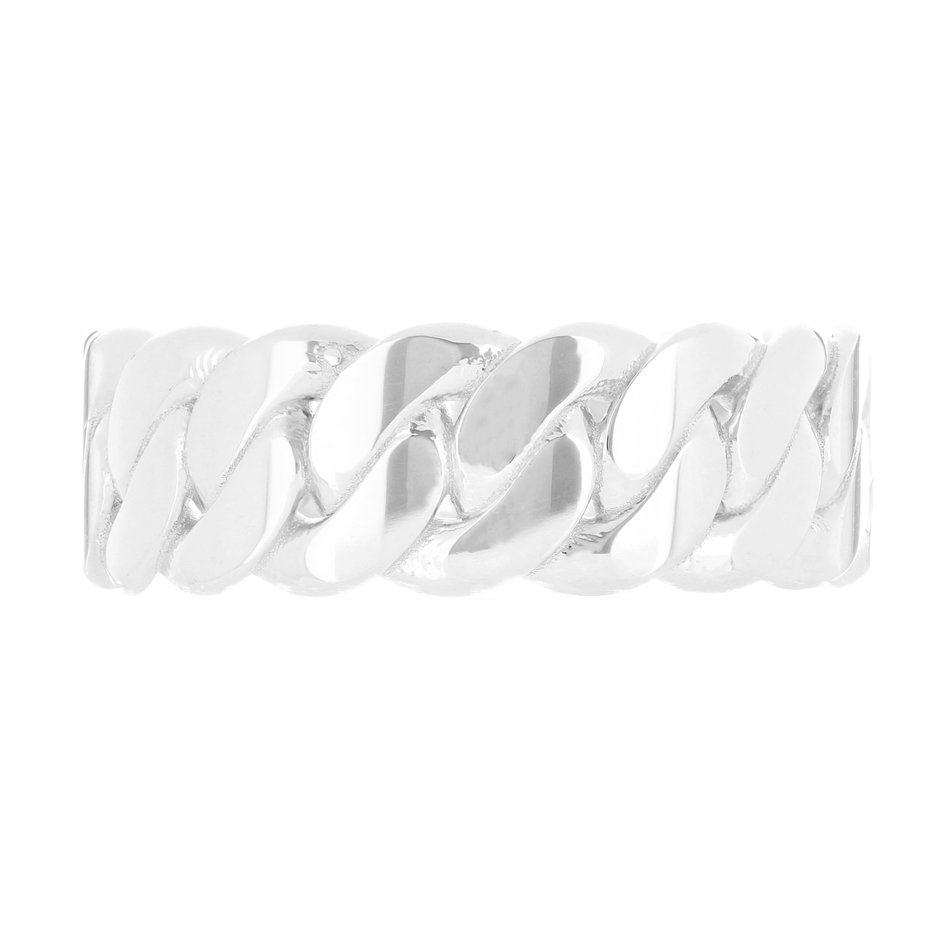 14k White Gold Miami Cuban Ring Curb Link Band 8mm Size 6 5.9 grams - 6