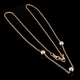 Italian 14k Two Tone Gold Polished Ball Bead Station Necklace 16.5" 5mm 2.1 gram
