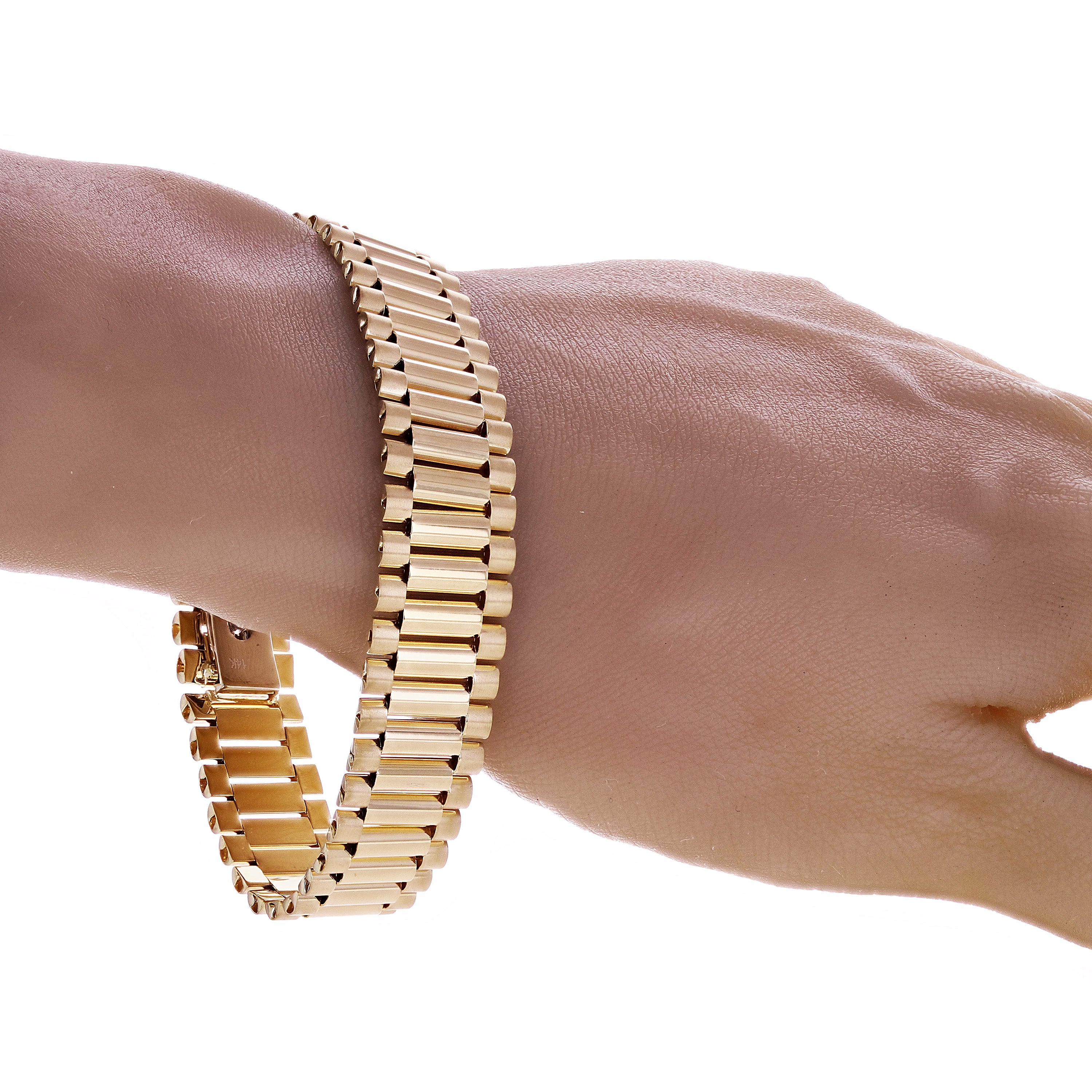 Italian 14k Yellow Gold Watch Link Bracelet 8" 15.2mm 37.4 grams - 37.4 grams