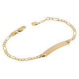 Italian 14k Two Tone Gold Engravable Baby Kids ID Figaro Bracelet 6.75" 2.5 gram