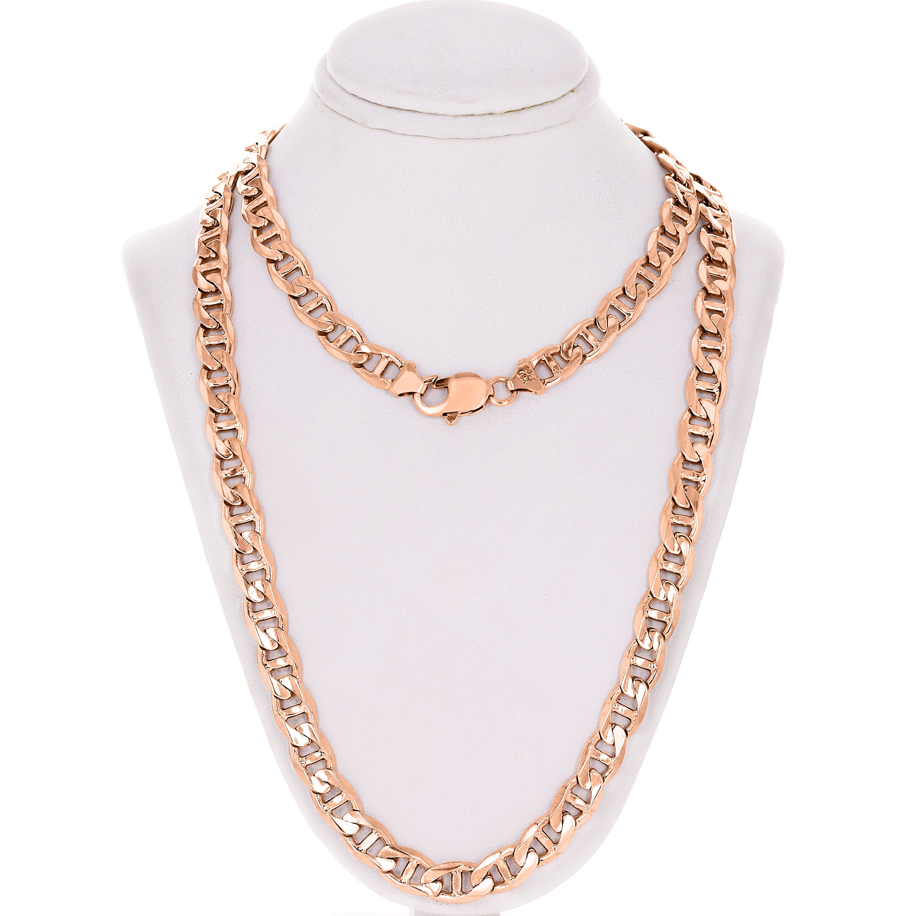 10k Rose Gold Solid Anchor Mariner Link Chain Necklace 22" 7.7mm 51.4 grams - Rose,22"