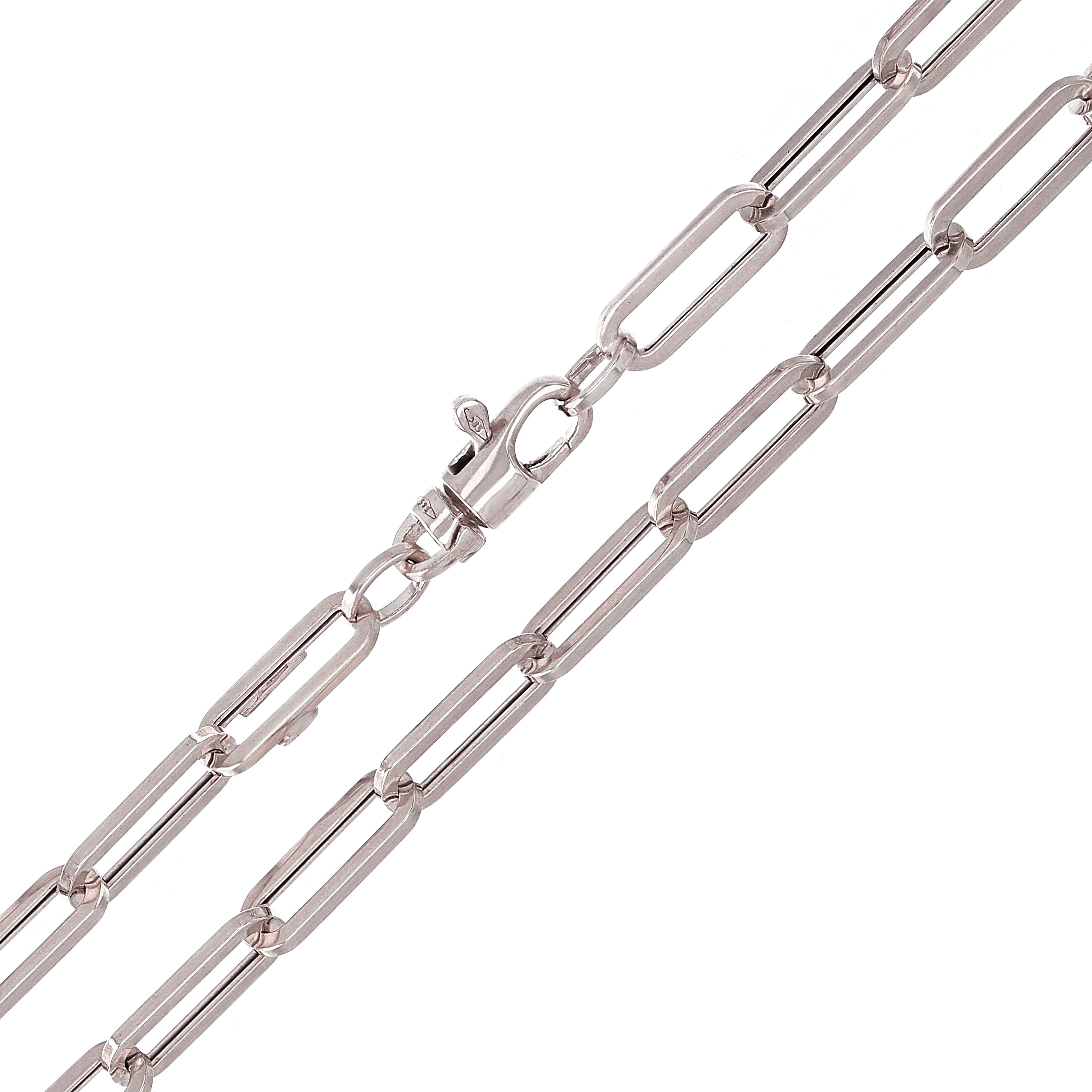 Italian 14k White Gold Hollow Paper Clip Link Chain Necklace 16" 4.7mm 6.3 grams - White,16" 6.3 grams