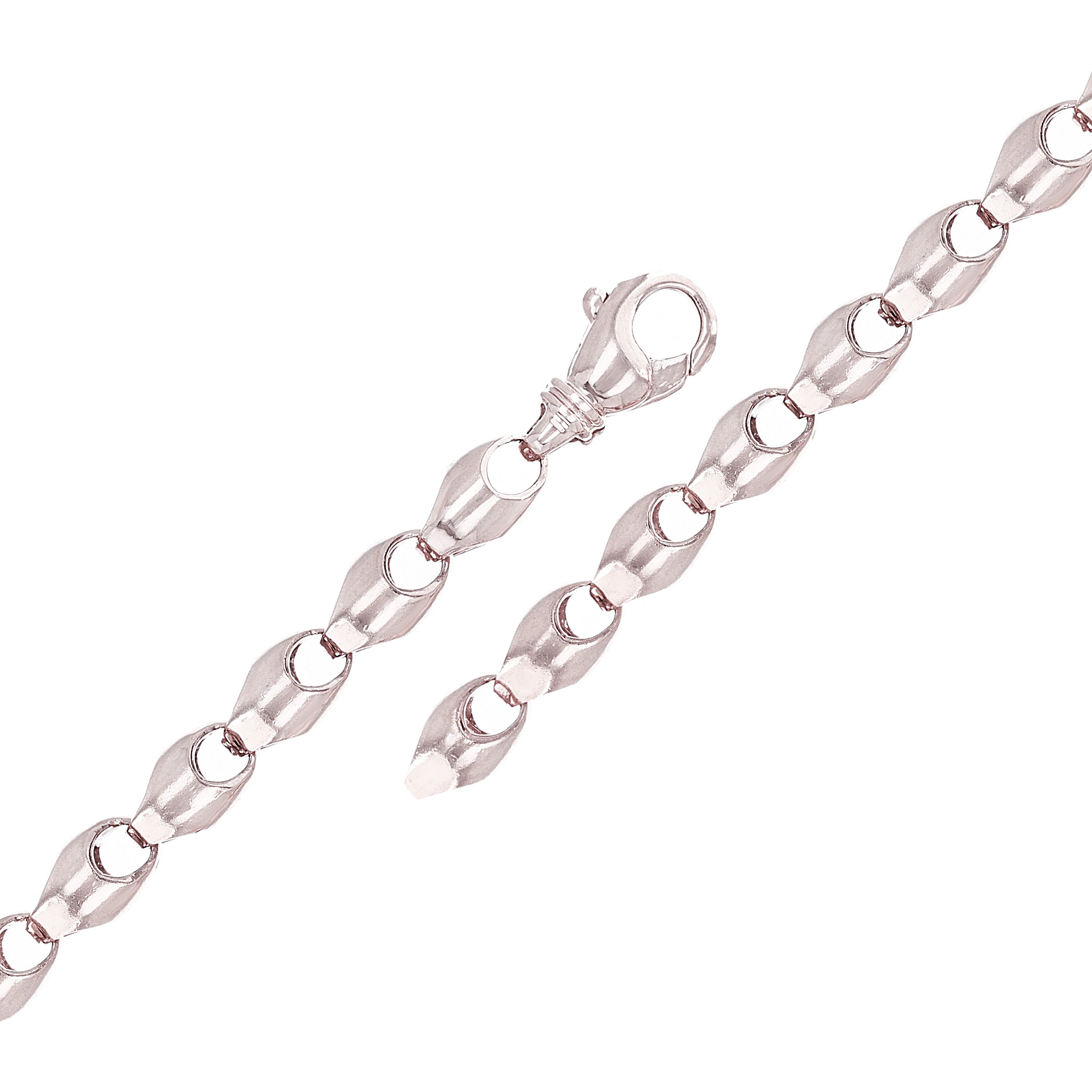 14k White Gold Solid Handmade Fashion Link Bracelet 7.5" 5.3mm 12.8 grams - White,7.5" 12.8 grams